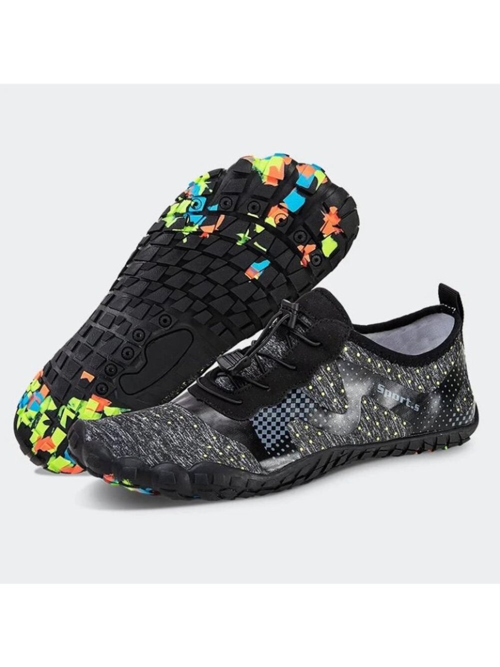 Sport.s Barefoot Water Shoes Black Mesh Rubber Minimalist Hiking Trekking SZ 12